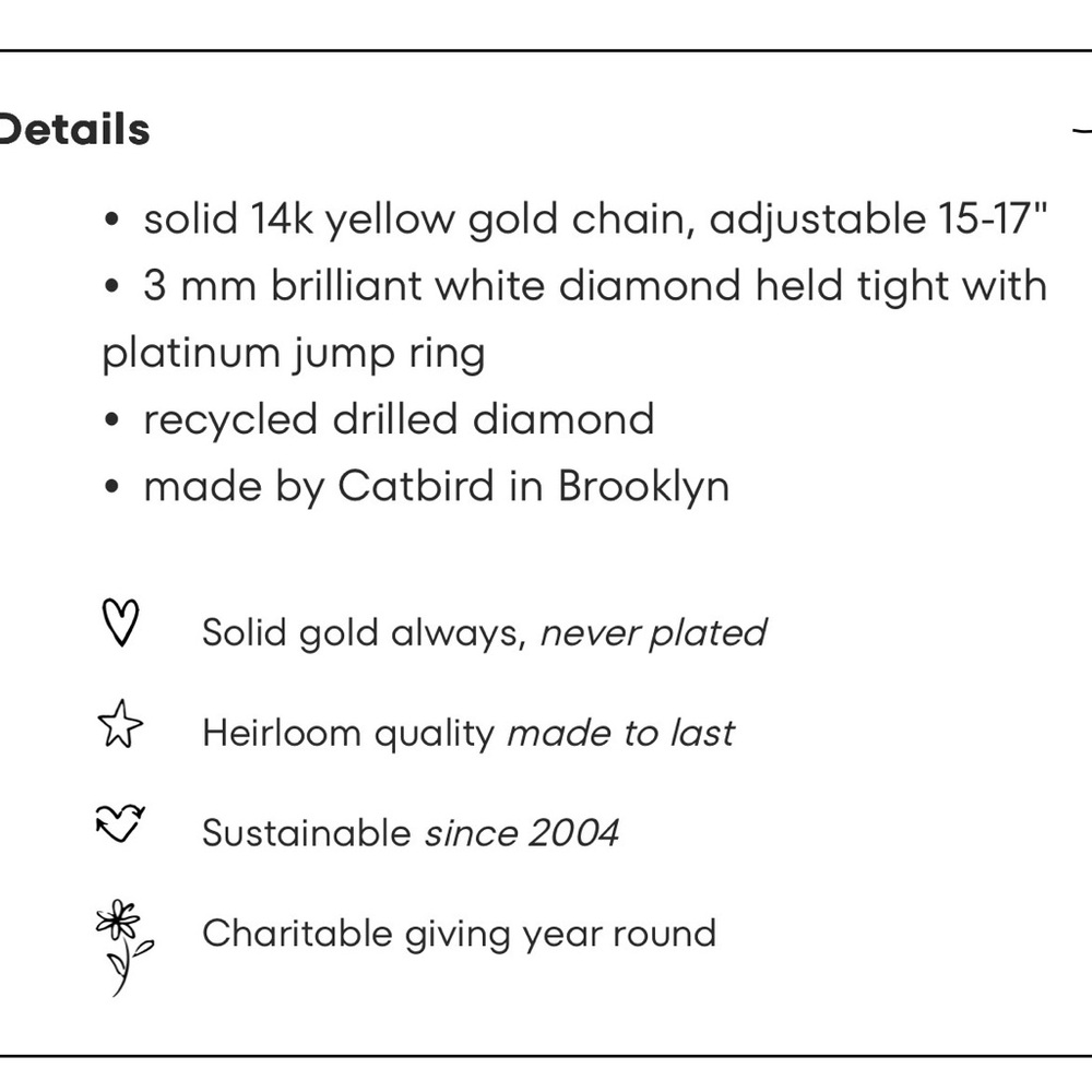 Catbird Diamond Pinprick Necklace - Gold Necklace with Sparkling Pendant - Picture 5 of 6
